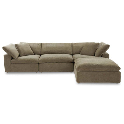Moe's Home Collection, sofa sectionnel de 4 places avec un tissu résistant et des coussins bien rembourrés, en bois et tissu, sauge du désert