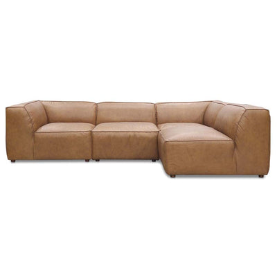 Moe's Home Collection, sofa sectionnel modulaire de 4 places, en cuir et bois, brun