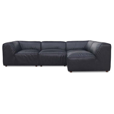 Moe's Home Collection, sofa sectionnel modulaire de 4 places, en cuir et bois, noir