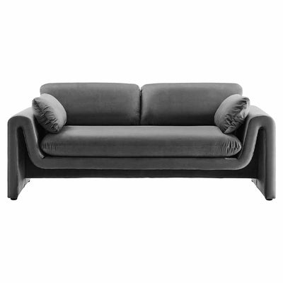 Waverly, sofa 3 places avec coussins, en velours, gris