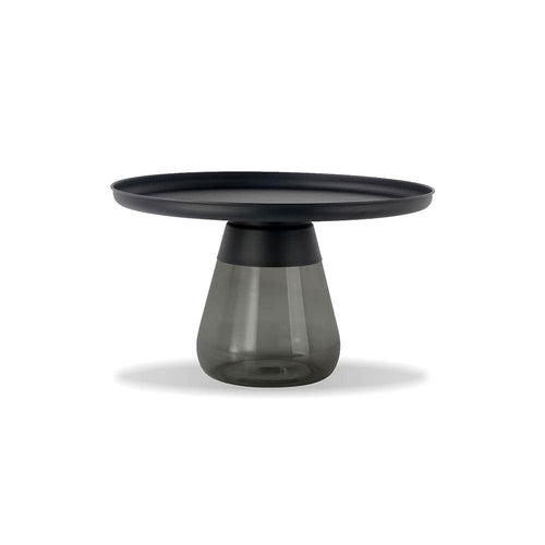 Mobital Duverre, table à café ronde, en verre et aluminium, noir