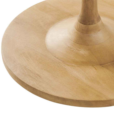 Table à café en bois de manguier massif Lina : élégance naturelle avec une finition en grain de bois. Lignes épurées, piédestal conique. Design polyvalent pour décors traditionnels et contemporains.