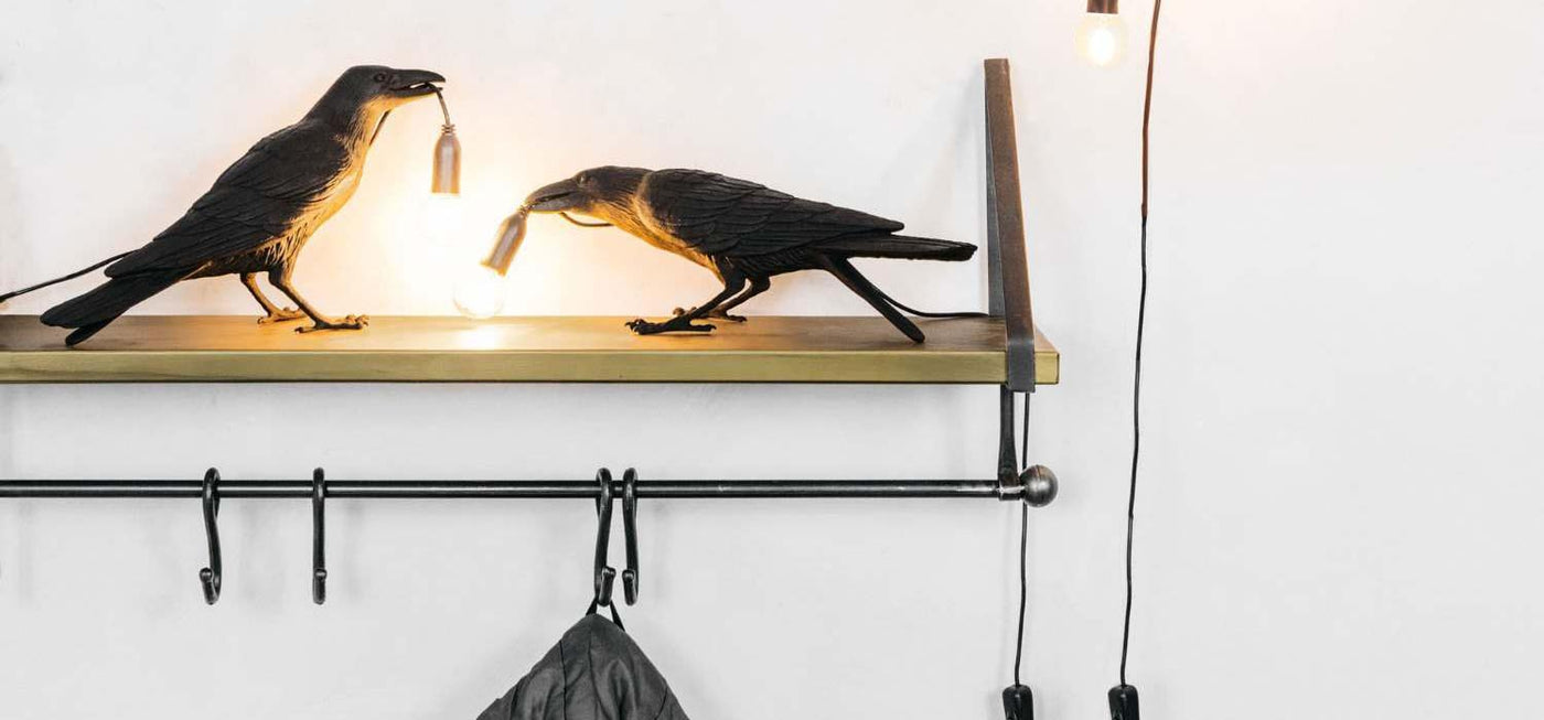 Comme dans un conte de fées, le corbeau vous éclaire pour que vous puissiez trouver votre propre chemin. Ce corbeau noir, qui fait office de lampe de table et de chevet, est réalisé par Marcantonio, de Seletti.