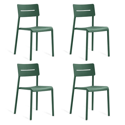 TOOU OUTO, set de 4 chaise à dîner pour usage intérieur et extérieur, en polypropylène, vert foncé