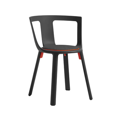 TOOU FLA + coussin, chaise d'extérieur résistante et empilable, en polypropylène, noir