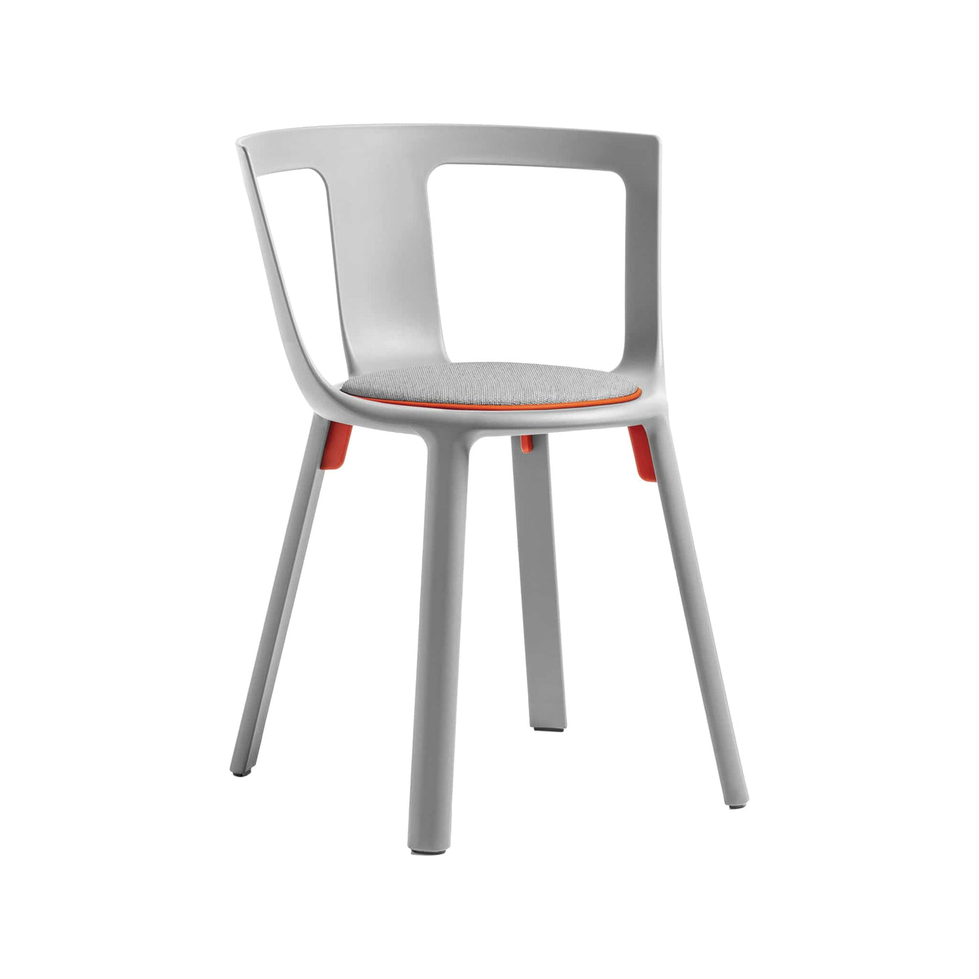 TOOU FLA + coussin, chaise d'extérieur résistante et empilable, en polypropylène, gris clair