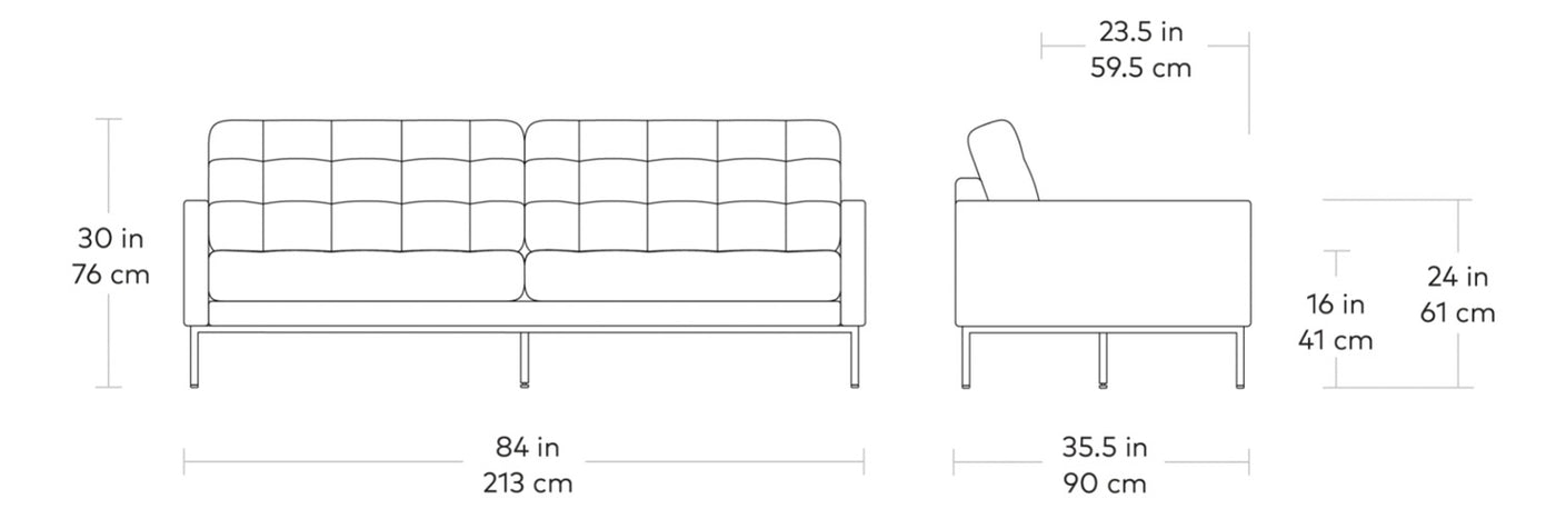 Towne, sofa par Gus* Modern, dimensions