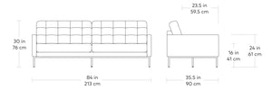 Towne, sofa par Gus* Modern, dimensions