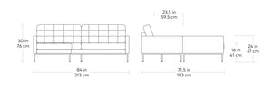 Towne Bi-Sectional, sofa sectionnel par Gus* Modern, dimensions