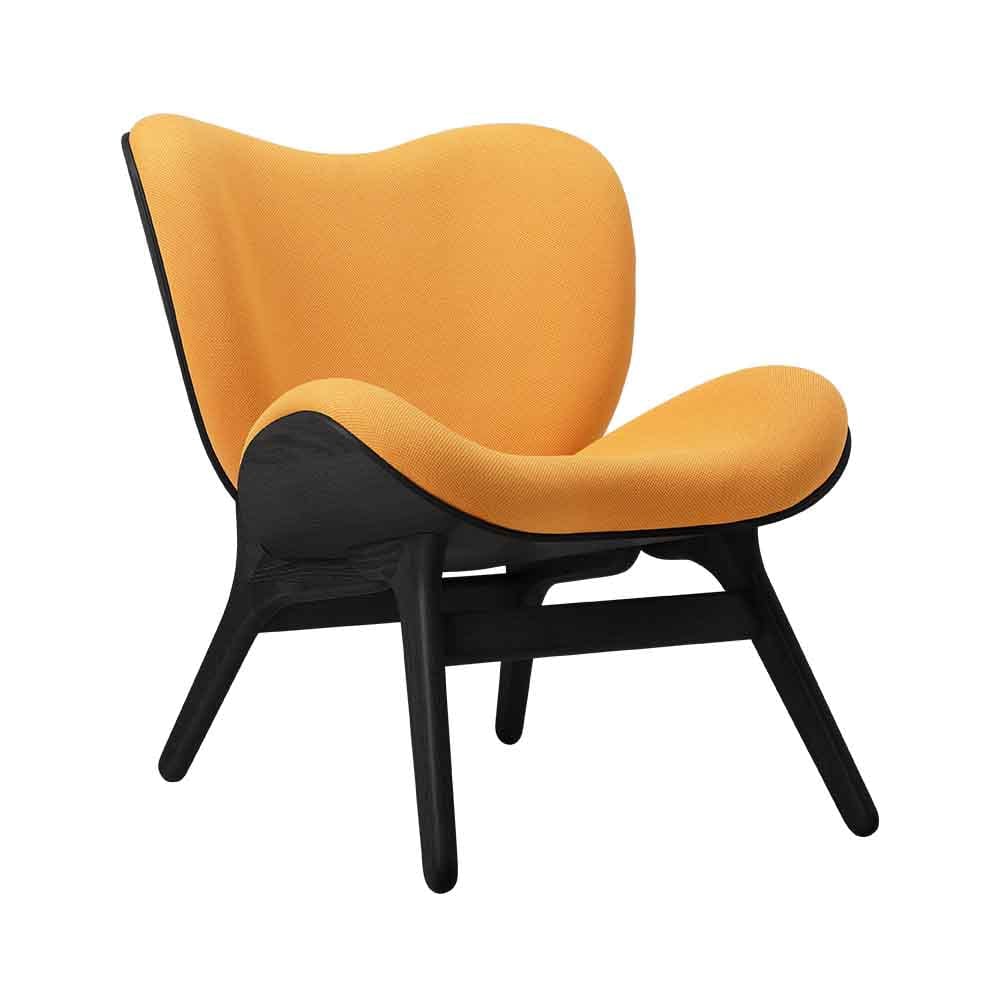 Umage A Conversation Piece Low, fauteuil confortable avec dossier bas, en bois et tissu, chêne noir, tangerine