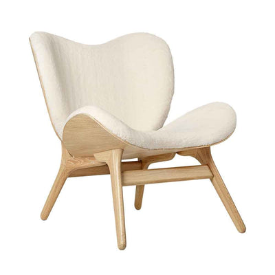 Umage A Conversation Piece Low, fauteuil confortable avec dossier bas, en bois et tissu, chêne, blanc teddy
