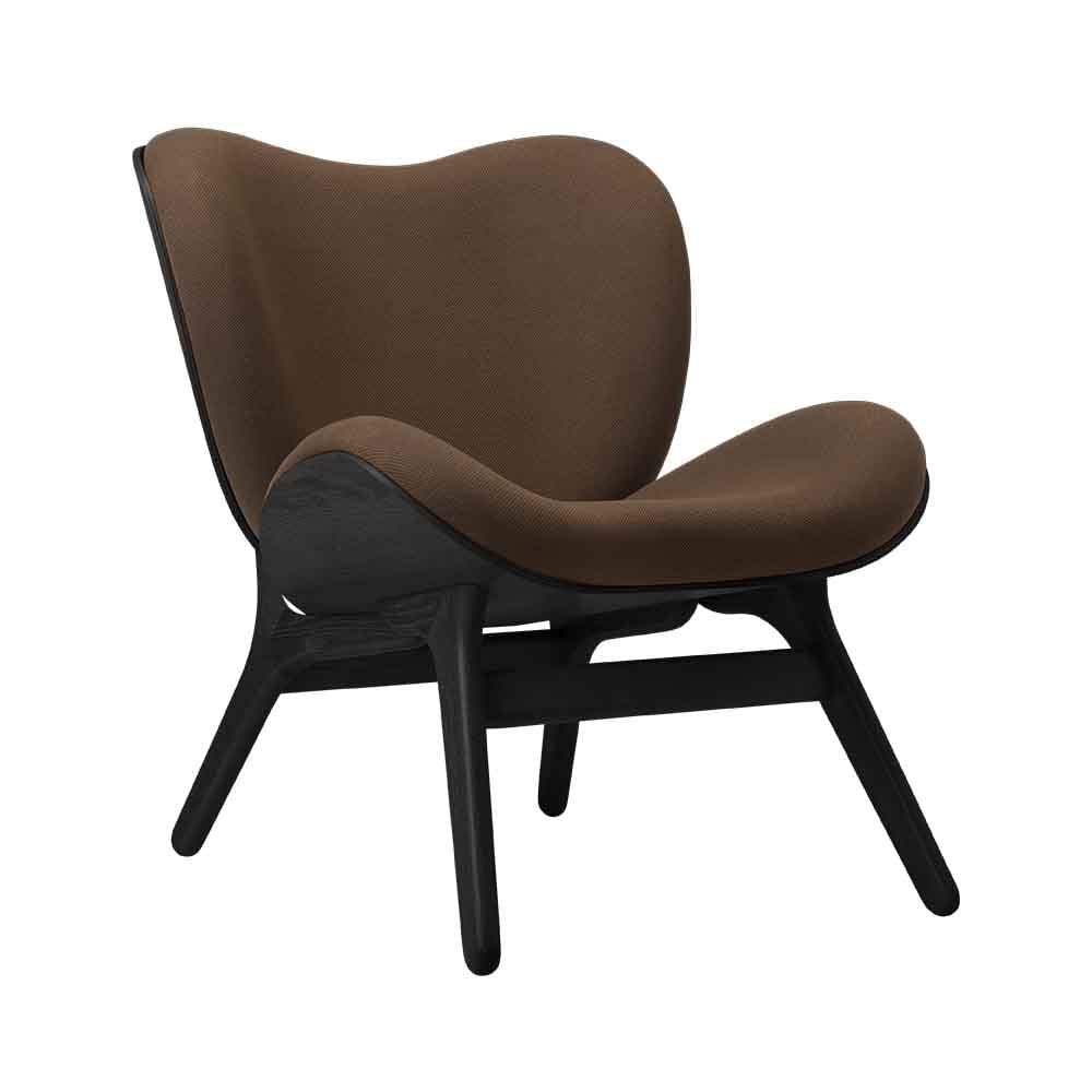Umage A Conversation Piece Low, fauteuil confortable avec dossier bas, en bois et tissu, chêne noir, mocca