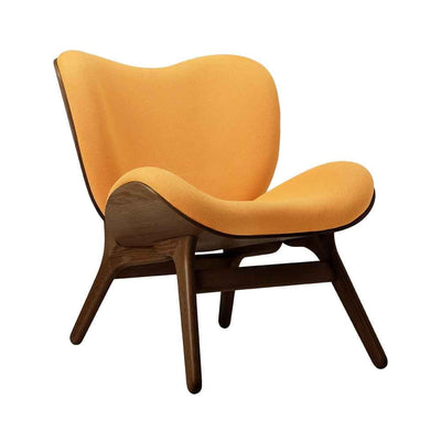 Umage A Conversation Piece Low, fauteuil confortable avec dossier bas, en bois et tissu, chêne foncé, tangerine