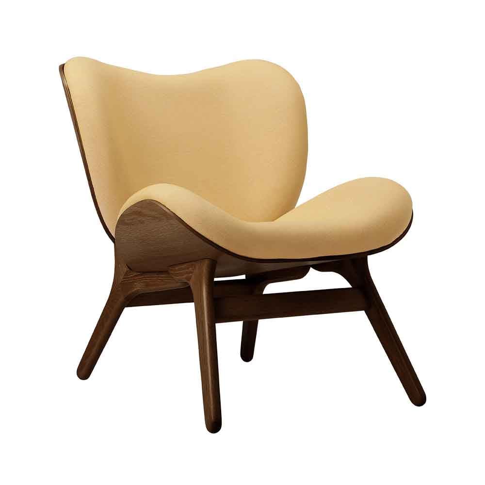 Umage A Conversation Piece Low, fauteuil confortable avec dossier bas, en bois et tissu, chêne foncé, brillance estivale