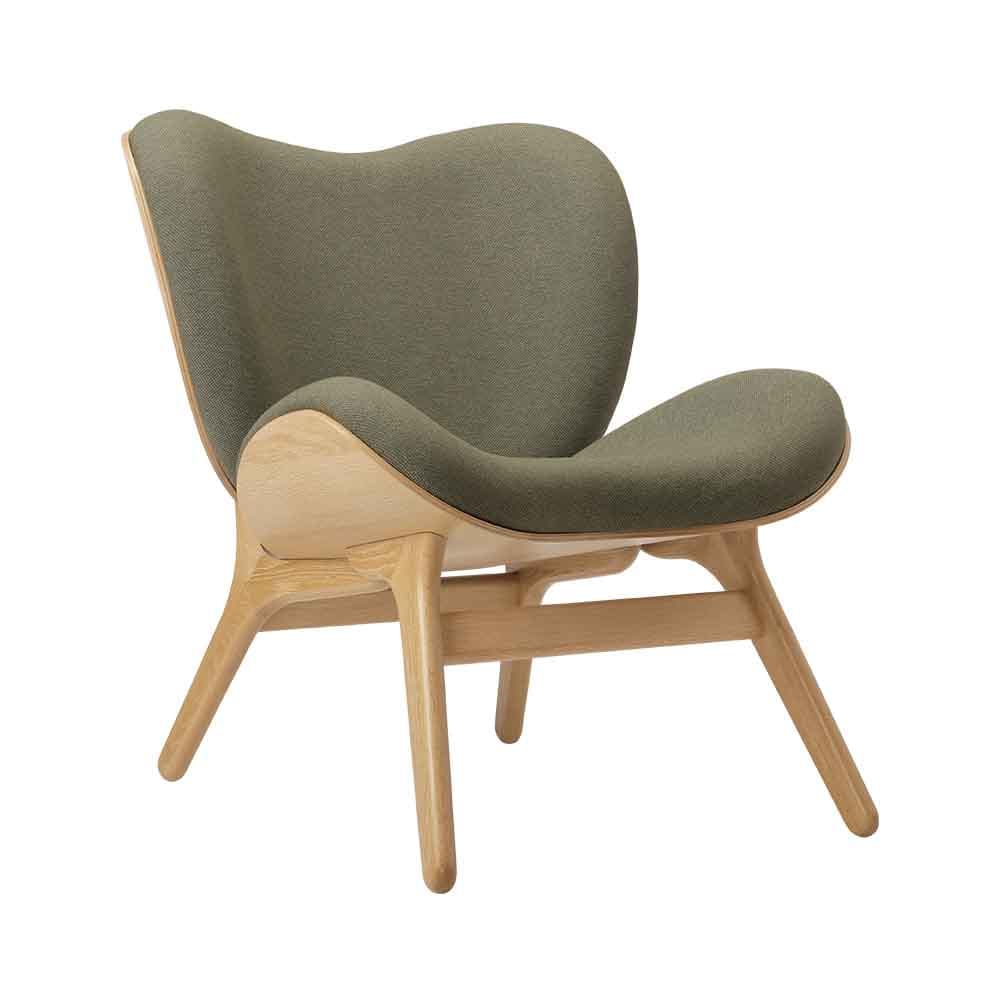 Umage A Conversation Piece Low, fauteuil confortable avec dossier bas, en bois et tissu, chêne, prairie du matin