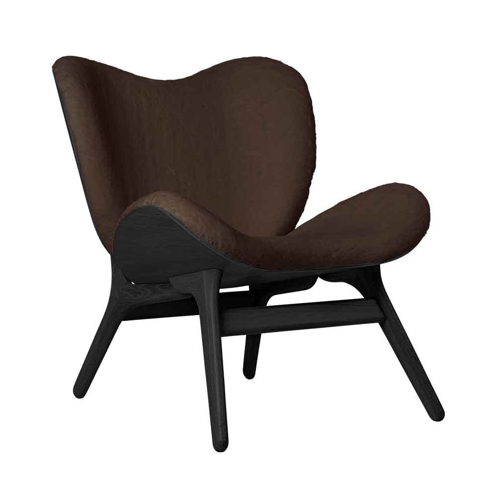 Umage A Conversation Piece Low, fauteuil confortable avec dossier bas, en bois et tissu, chêne noir, brun teddy