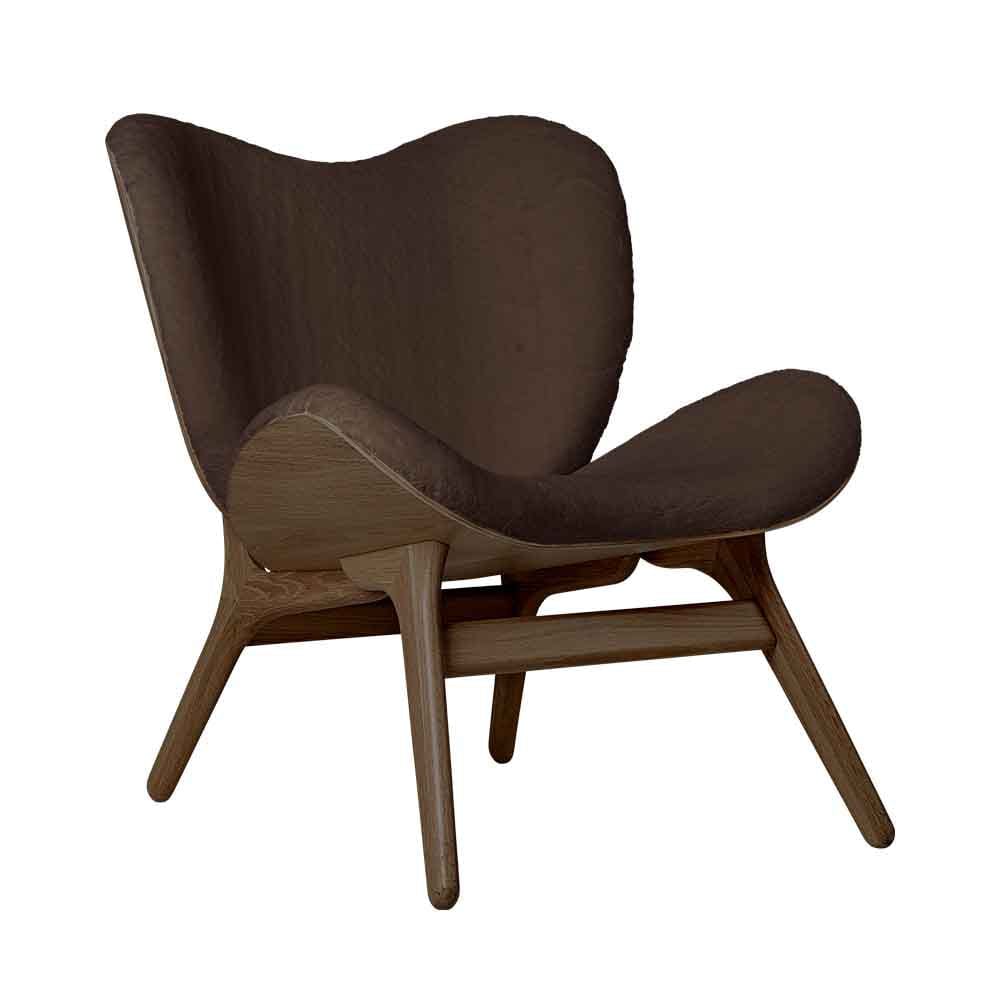 Umage A Conversation Piece Low, fauteuil confortable avec dossier bas, en bois et tissu, chêne foncé, brun teddy