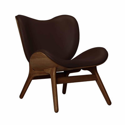 Umage A Conversation Piece Low, fauteuil confortable avec dossier bas, en bois et tissu, chêne foncé, cuir brun
