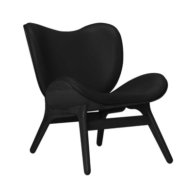Umage A Conversation Piece Low, fauteuil confortable avec dossier bas, en bois et tissu, chêne noir, cuir noir