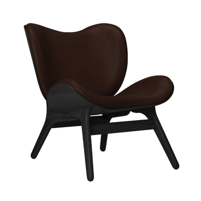 Umage A Conversation Piece Low, fauteuil confortable avec dossier bas, en bois et tissu, chêne noir, cuir brun