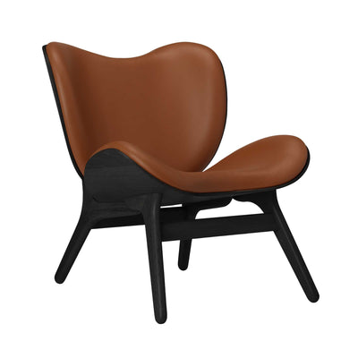 Umage A Conversation Piece Low, fauteuil confortable avec dossier bas, en bois et tissu, chêne noir, cuir cognac