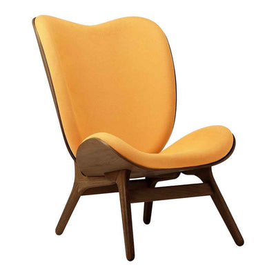 Umage A Conversation Piece Tall, fauteuil confortable avec dossier haut, en bois et tissu, chêne foncé, tangerine