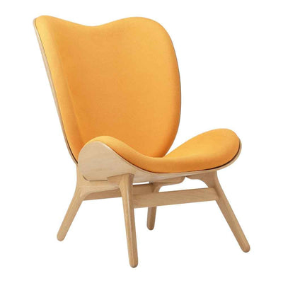 Umage A Conversation Piece Tall, fauteuil confortable avec dossier haut, en bois et tissu, chêne, tangerine