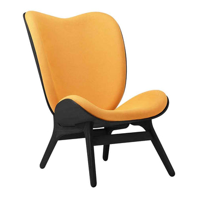Umage A Conversation Piece Tall, fauteuil confortable avec dossier haut, en bois et tissu, chêne noir, tangerine