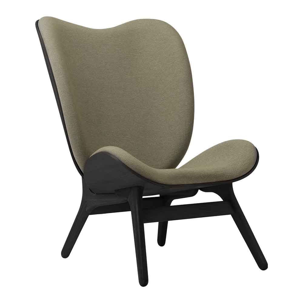 Umage A Conversation Piece Tall, fauteuil confortable avec dossier haut, en bois et tissu, chêne noir, prairie du matin