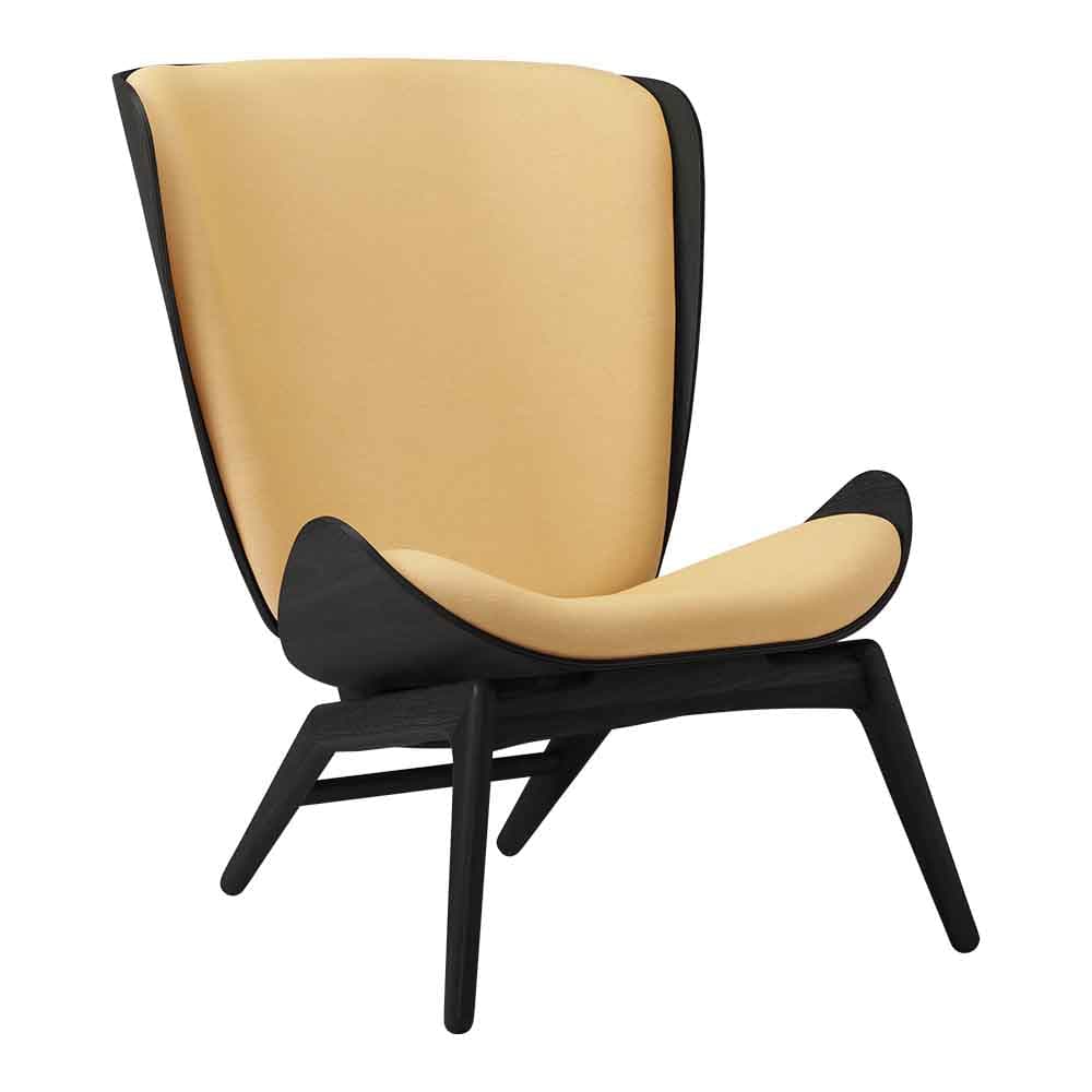 Umage The reader, fauteuil avec dossier haut, en bois et polyester, brillance estivale, chêne noir