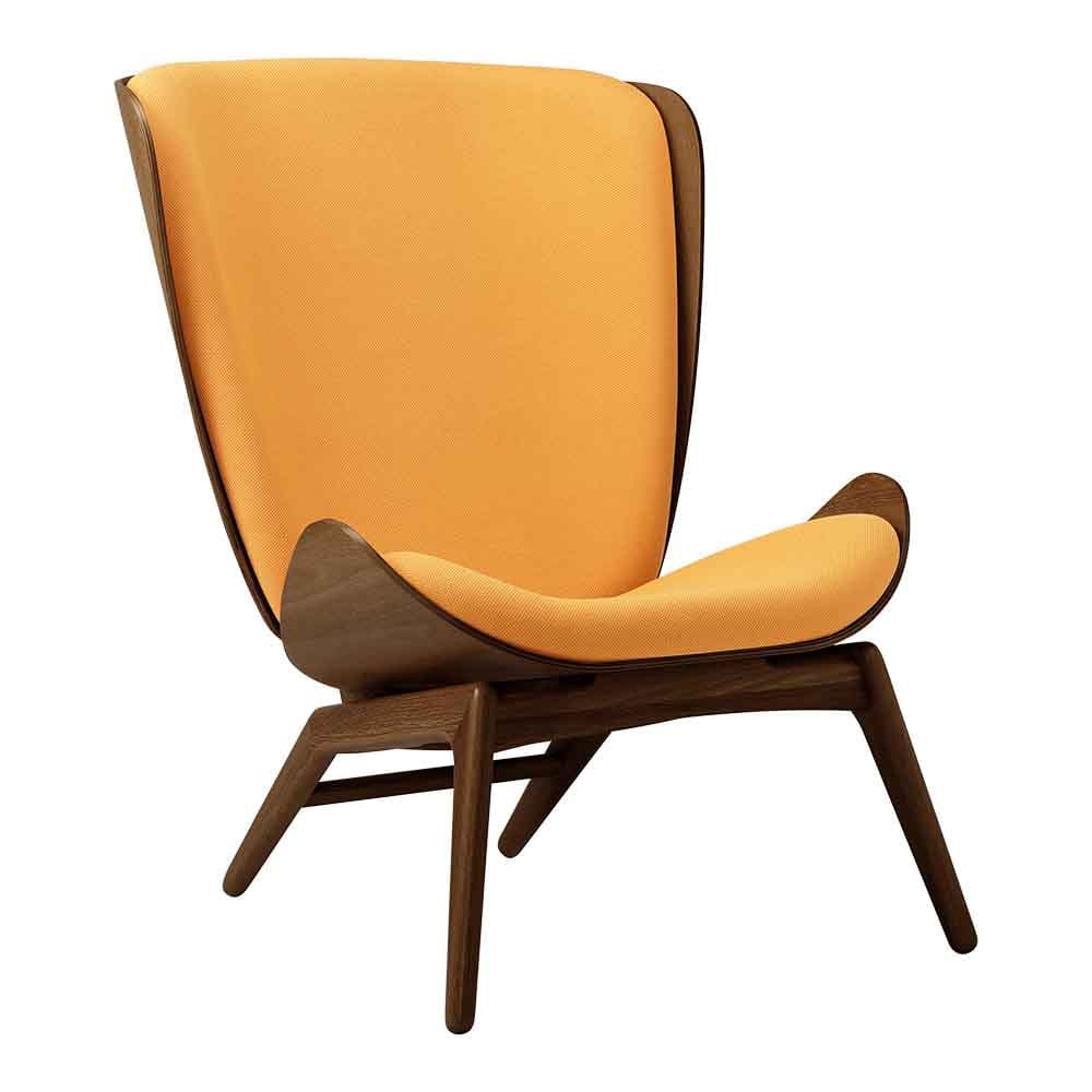 Umage The reader, fauteuil avec dossier haut, en bois et polyester, tangerine, chêne foncé