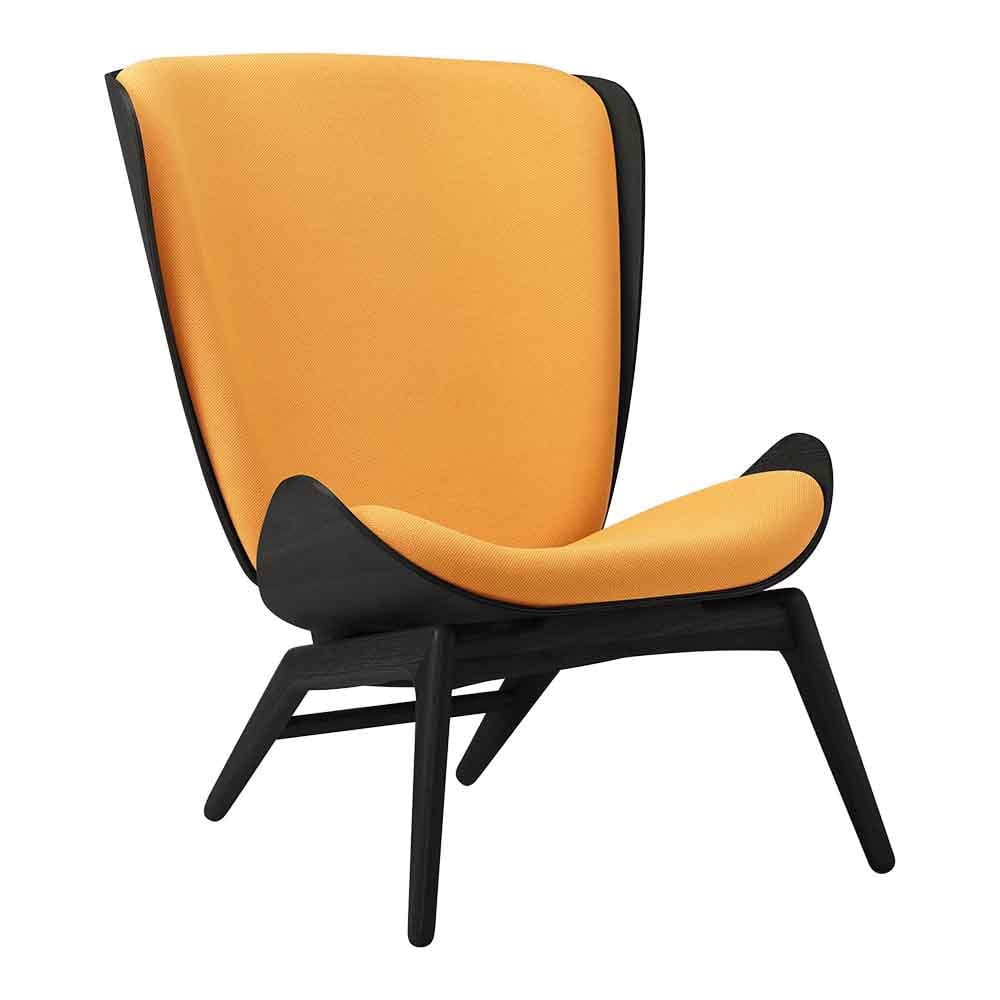 Umage The reader, fauteuil avec dossier haut, en bois et polyester, tangerine, chêne noir