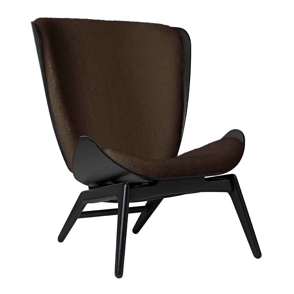 Umage The reader, fauteuil avec dossier haut, en bois et polyester, brun teddy, chêne noir