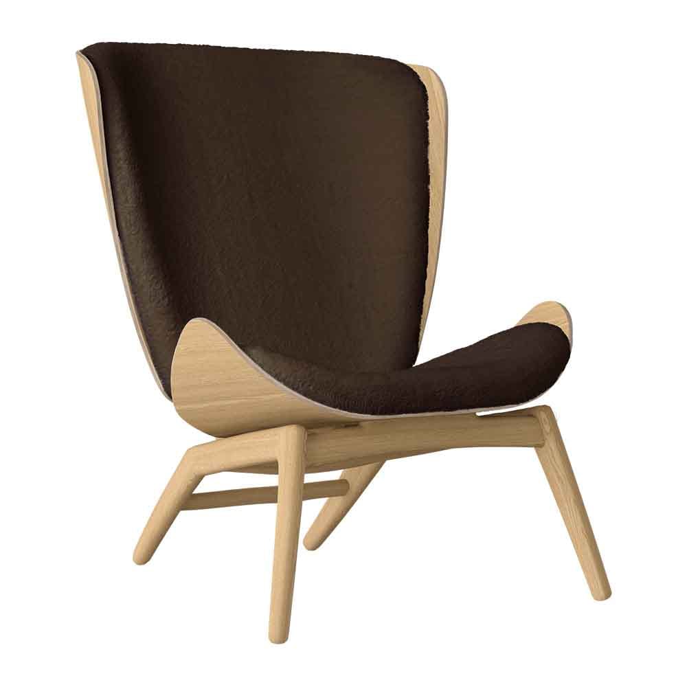Umage The reader, fauteuil avec dossier haut, en bois et polyester, brun teddy, chêne