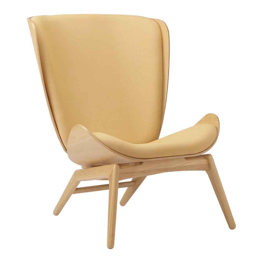 Umage The reader, fauteuil avec dossier haut, en bois et polyester, brillance estivale, chêne