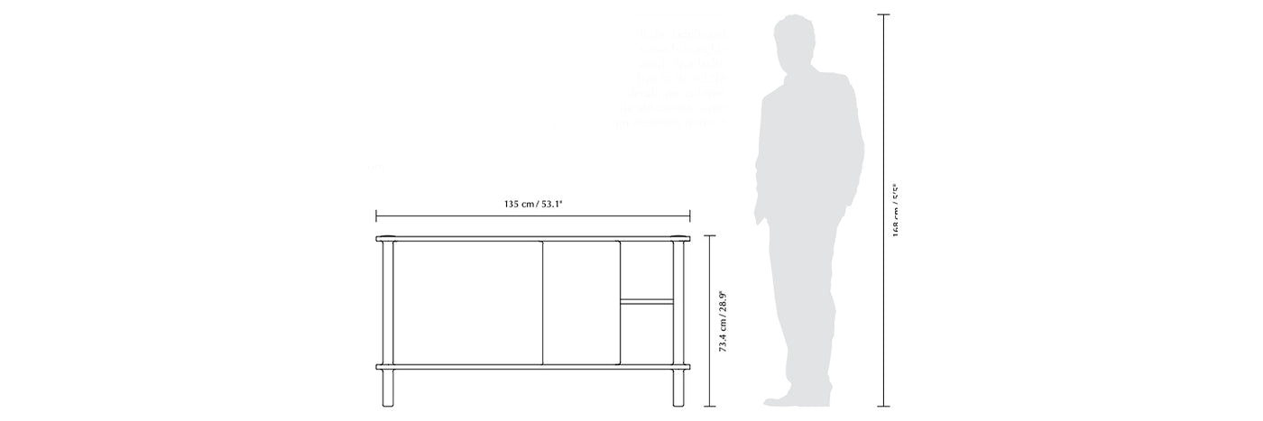 Umage Italic, buffet en bois avec personnalisation des portes en bois ou en verre, dimensions