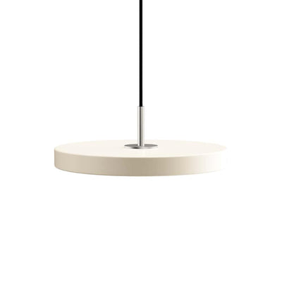 Umage Asteria mini, lampe suspendue LED ronde, en acier et acrylique, blanc perle, acier