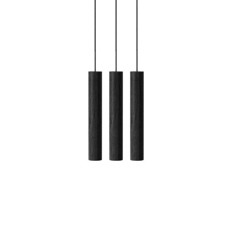 Umage Chimes Cluster 3, lampe suspendue composée de trois spots, en bois, chêne noir