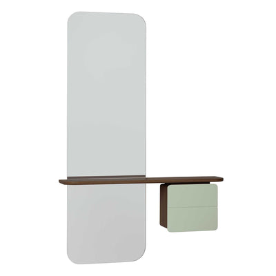 Umage One More Look, miroir avec rangement, en bois et verre, olive, chêne foncé