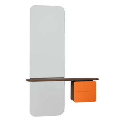 Umage One More Look, miroir avec rangement, en bois et verre, orange, chêne foncé