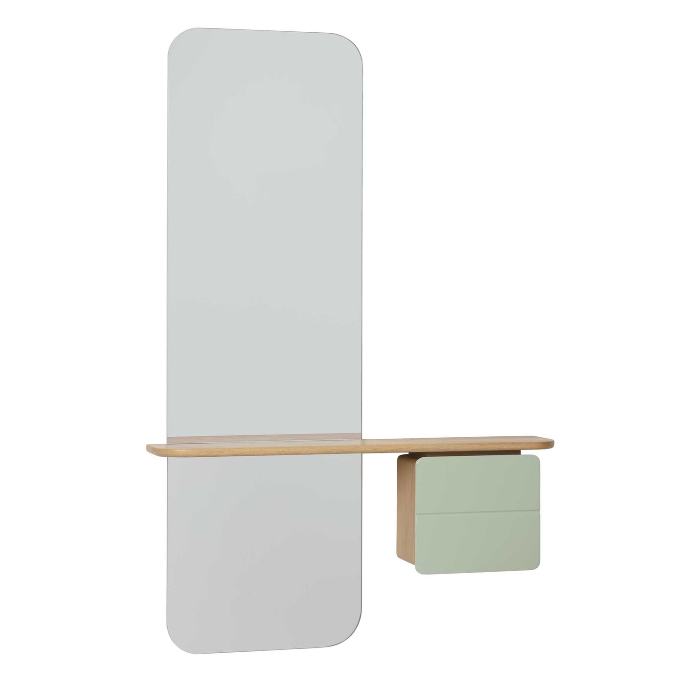 Umage One More Look, miroir avec rangement, en bois et verre, olive, chêne