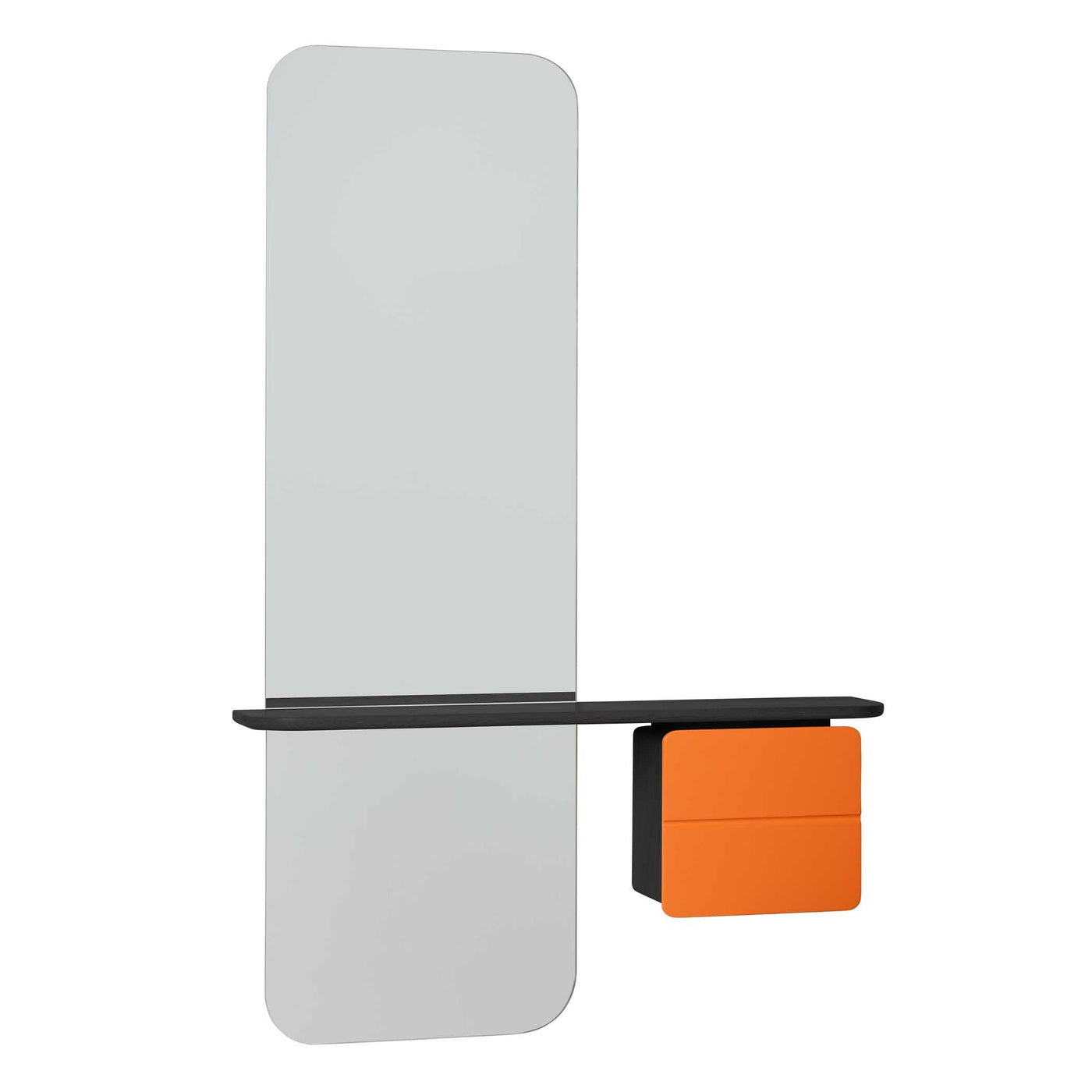 Umage One More Look, miroir avec rangement, en bois et verre, orange, chêne noir