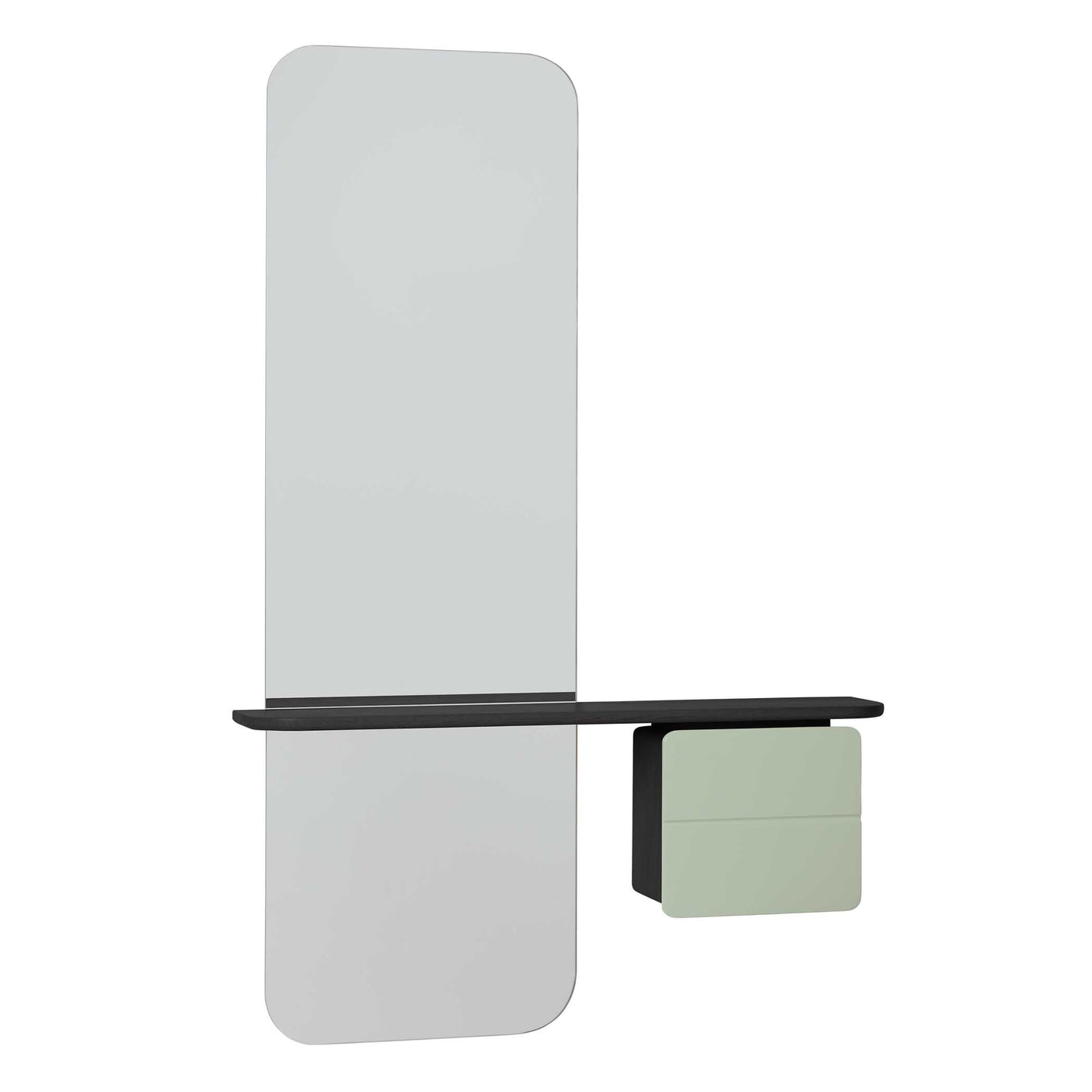 Umage One More Look, miroir avec rangement, en bois et verre, olive, chêne noir