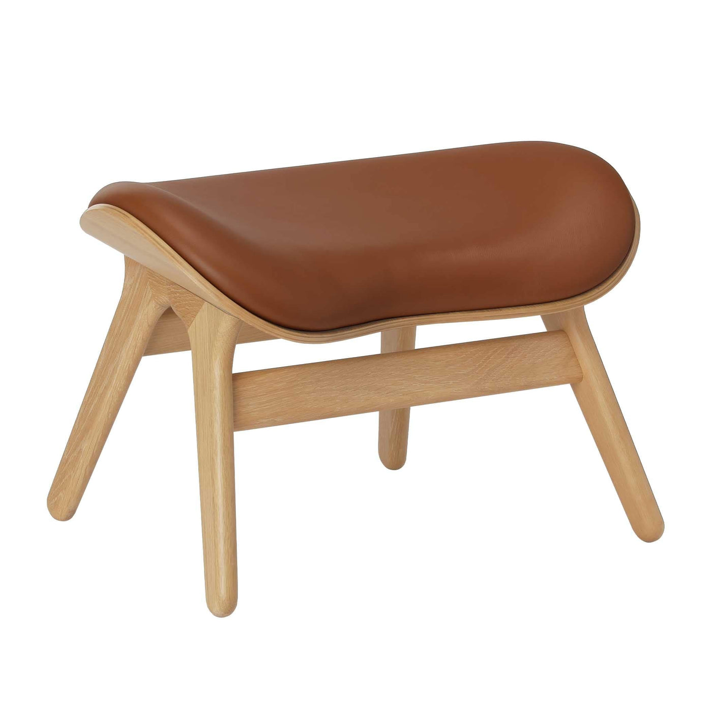 Umage A Conversation Piece, ottoman pour accompagner le fauteuil, en bois et polyester, cuir cognac, chêne