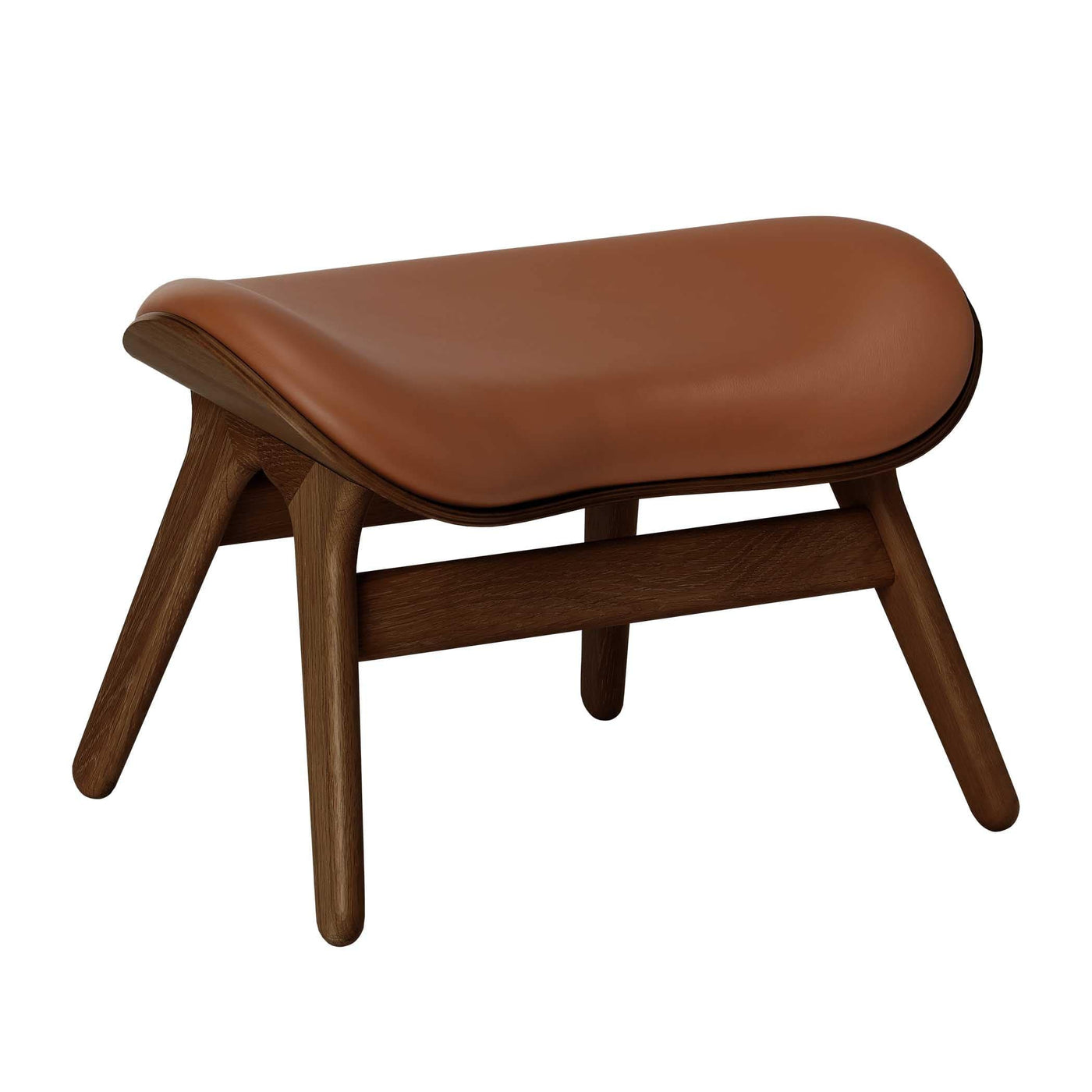 Umage A Conversation Piece, ottoman pour accompagner le fauteuil, en bois et polyester, cuir cognac, chêne foncé