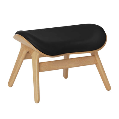 Umage A Conversation Piece, ottoman pour accompagner le fauteuil, en bois et polyester, cuir noir, chêne