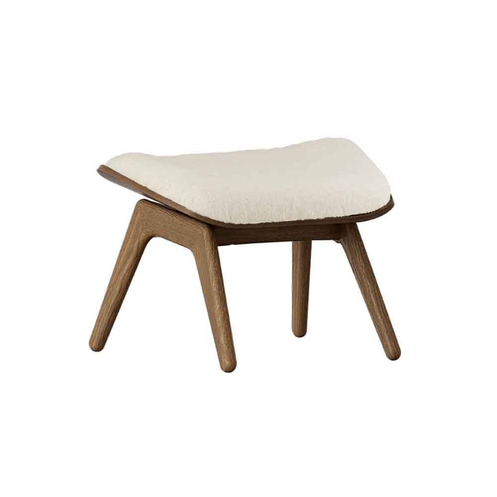 Umage The reader, ottoman pour accompagner le fauteuil, en bois et polyester, blanc teddy, chêne foncé