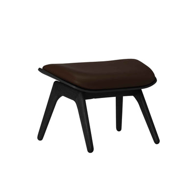 Umage The reader, ottoman pour accompagner le fauteuil, en bois et polyester, cuir noir, chêne noir