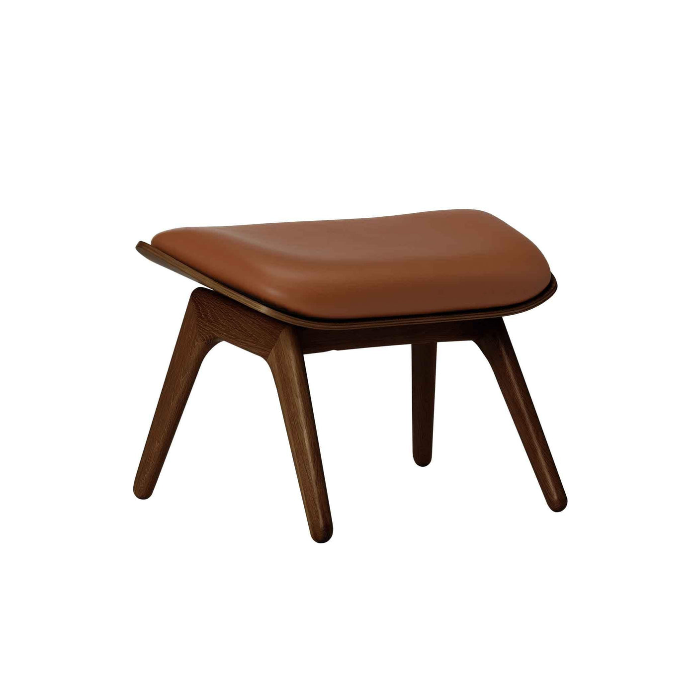 Umage The reader, ottoman pour accompagner le fauteuil, en bois et polyester, cuir cognac, chêne foncé