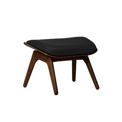 Umage The reader, ottoman pour accompagner le fauteuil, en bois et polyester, cuir noir, chêne foncé